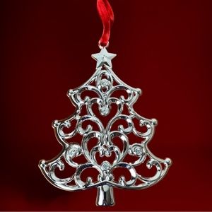Lenox Sparkle and Scroll Clear Crystal Tree Ornament Silverplate SKU 851309